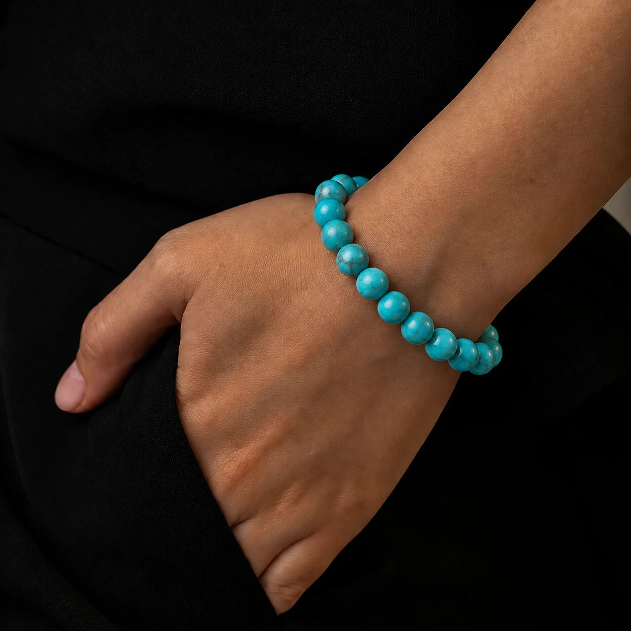 Natural African Turquoise Bracelet 8mm With Certificate