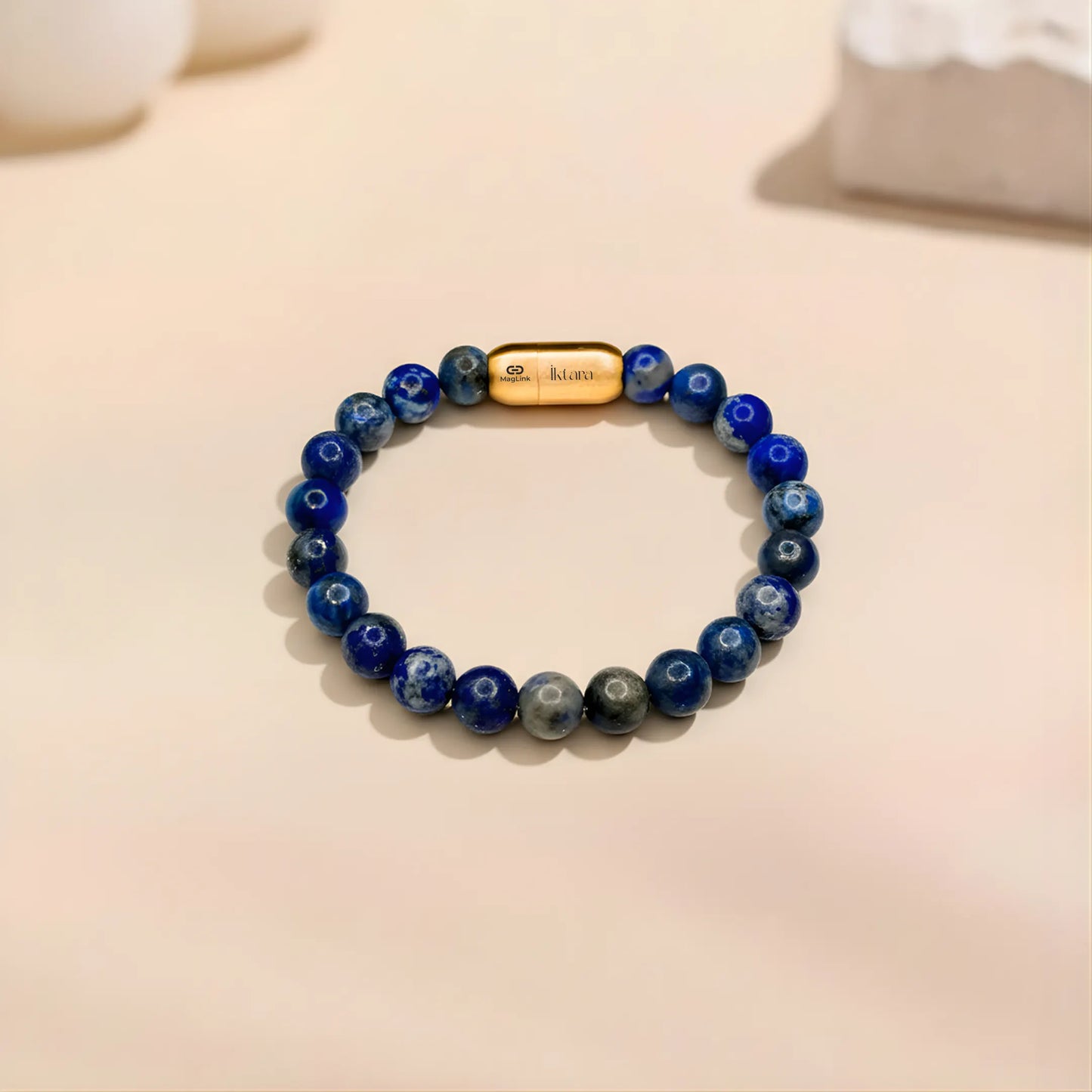 Lapis Lazuli Round 8MM Bead Bracelet for Harmony & Healing with Maglink