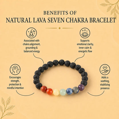 Natural Lava 7 Chakra AAA Bracelet 8MM With Certificate