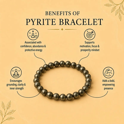 Pyrite Round 8MM Bead Bracelet - Confidence & Wealth