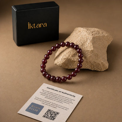 Natural Garnet Bracelet 8mm  WIth Certificate