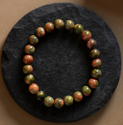 Natural Unakite Bracelet 8mm With Certificate