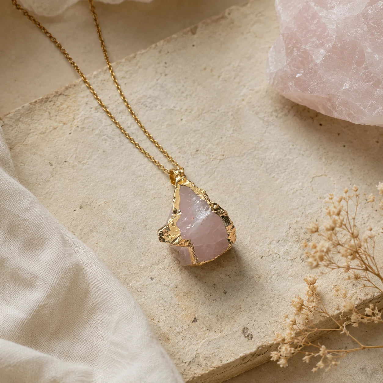 Rose Quartz Druzy pendant