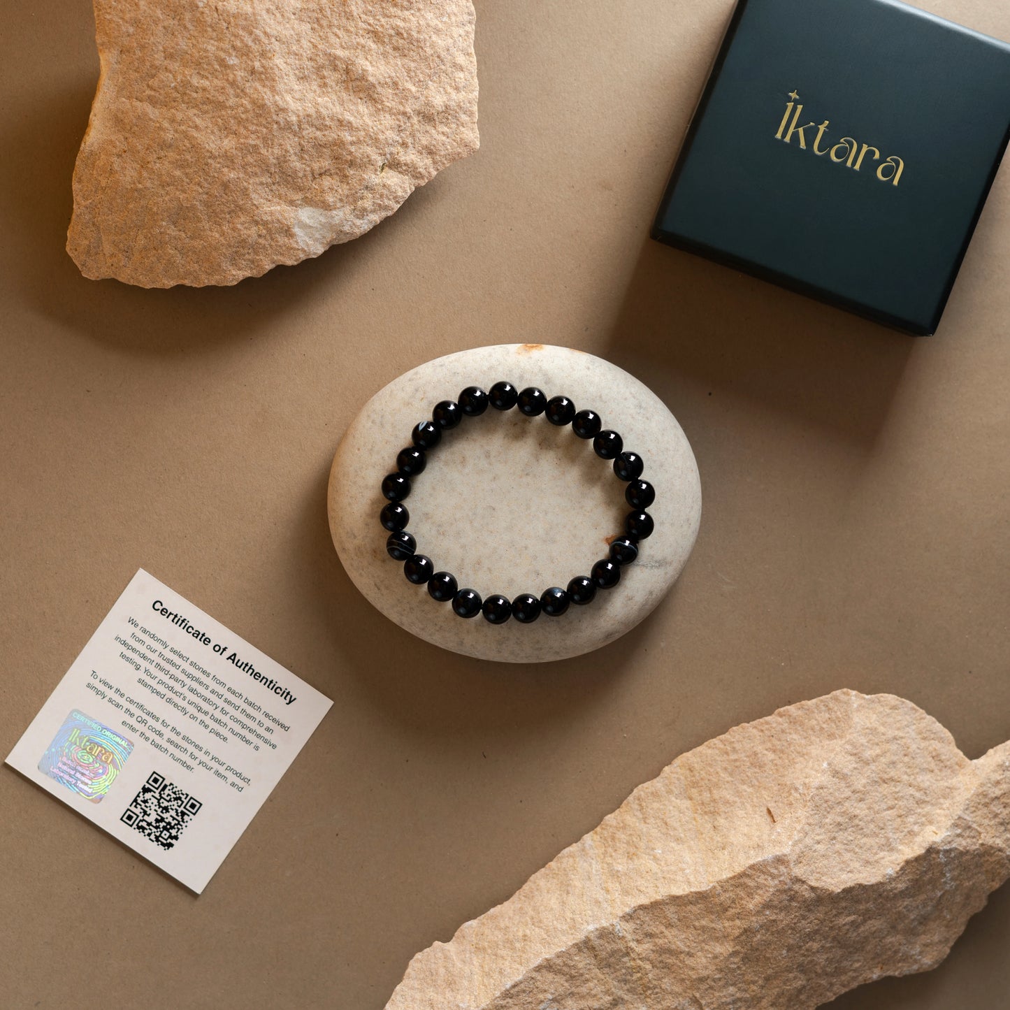 Natural Black Obsidian Bracelet 8mm With Certificate