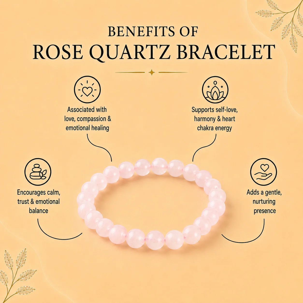 Rose Quartz Love Harmony Round 8MM Bead Bracelet