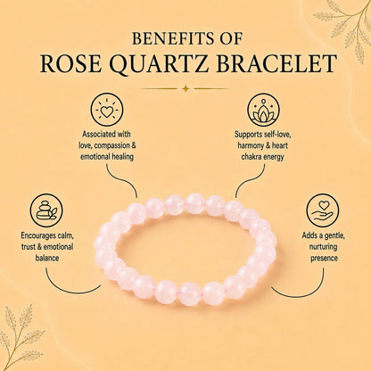 Rose Quartz Love Harmony Round 8MM Bead Bracelet