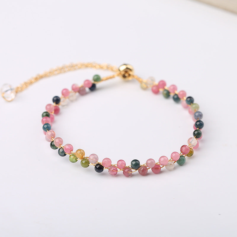 Pink Tourmaline Wired Bracelet for Love, Joy & Compassion