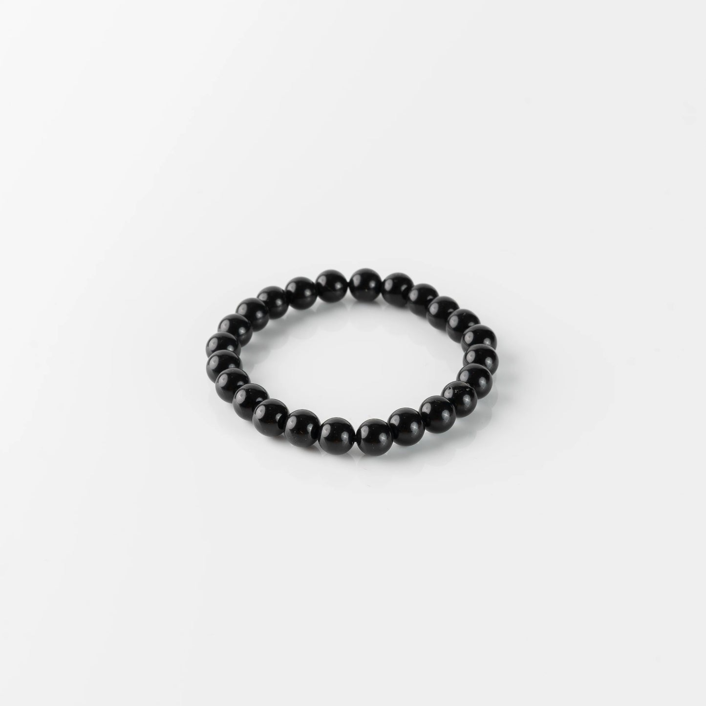 Black Tourmaline 8MM rounded beads bracelet - Stone of Protection, Grounding & Strength