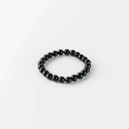 Black Tourmaline 8MM rounded beads bracelet - Stone of Protection, Grounding & Strength