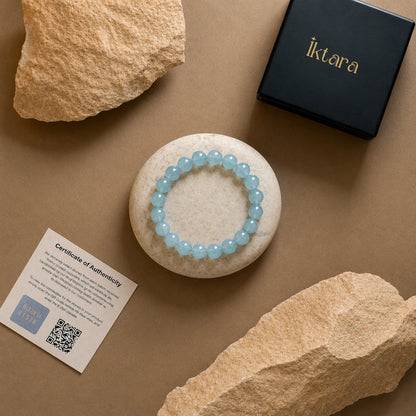 Natural Aquamarine AAA Bracelet 8MM With Certificate