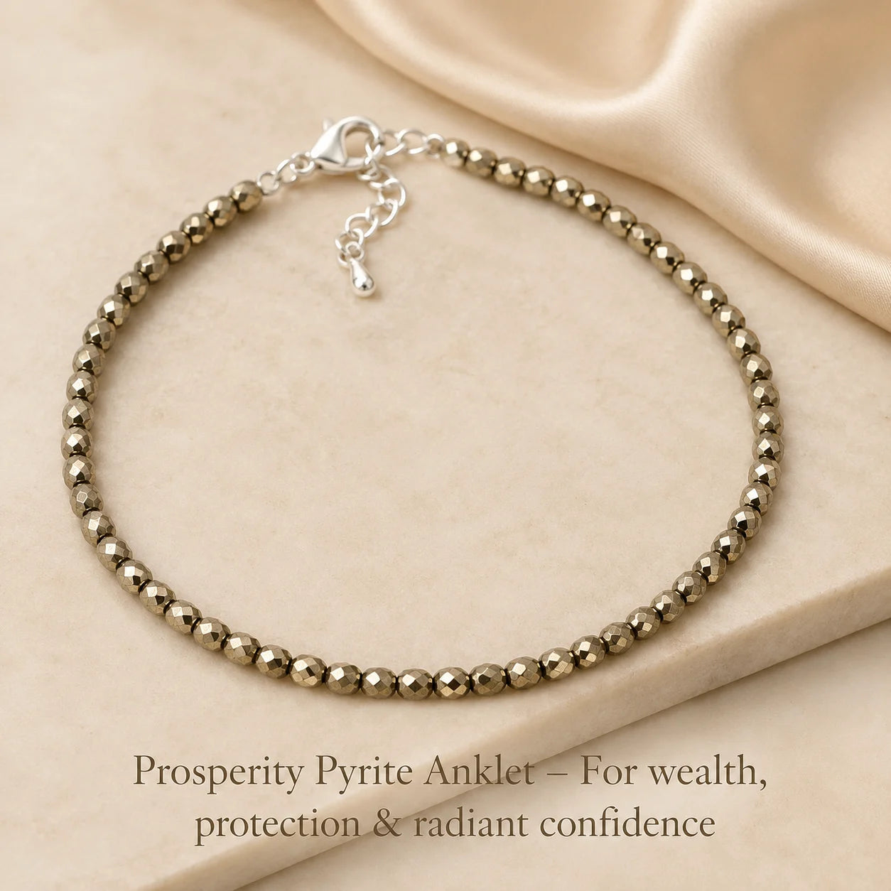 Prosperity Pyrite Anklet – For wealth, protection & radiant confidence