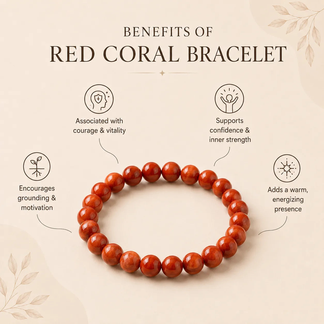 Natural Red Coral AAA Bracelet 8MM With Certificate