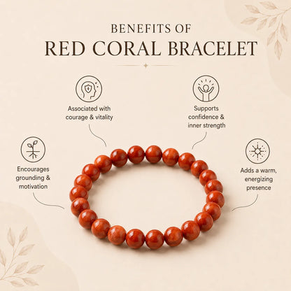 Natural Red Coral AAA Bracelet 8MM With Certificate