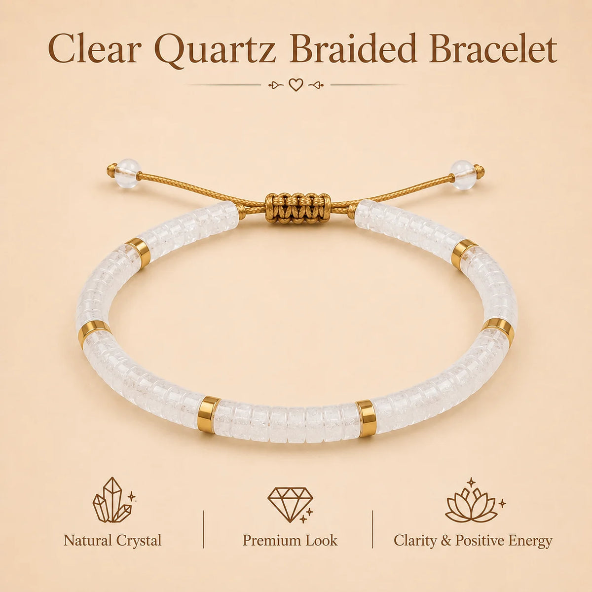 Clear Quartz Braided Bracelet for Empathy