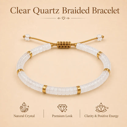 Clear Quartz Braided Bracelet for Empathy