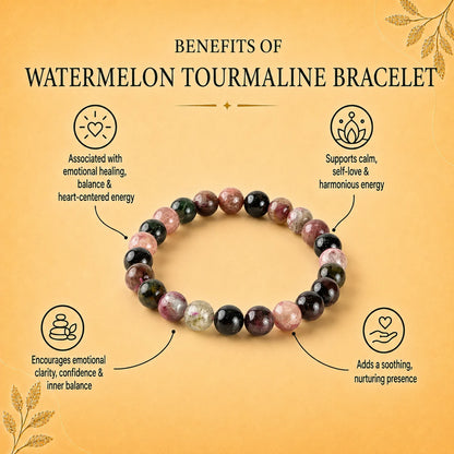 Natural Watermelon Tourmaline AAA Bracelet 8MM With Certificate