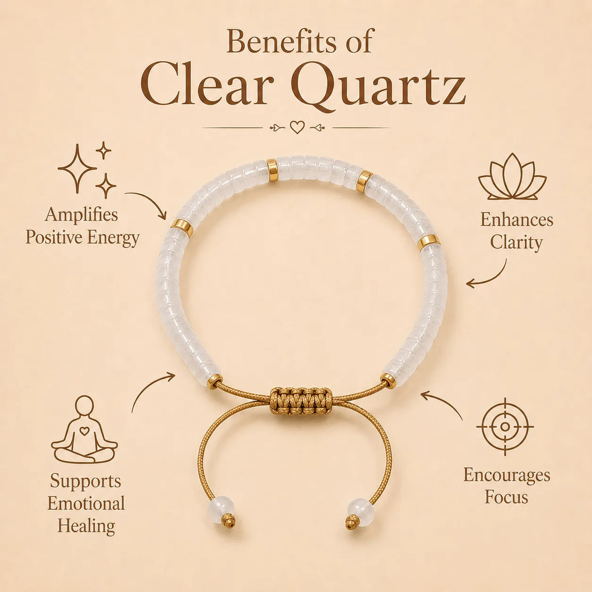 Clear Quartz Braided Bracelet for Empathy