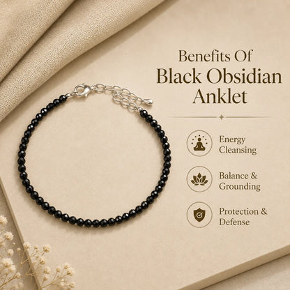 Black Obsidian Anklet – For energy cleansing, balance & defense