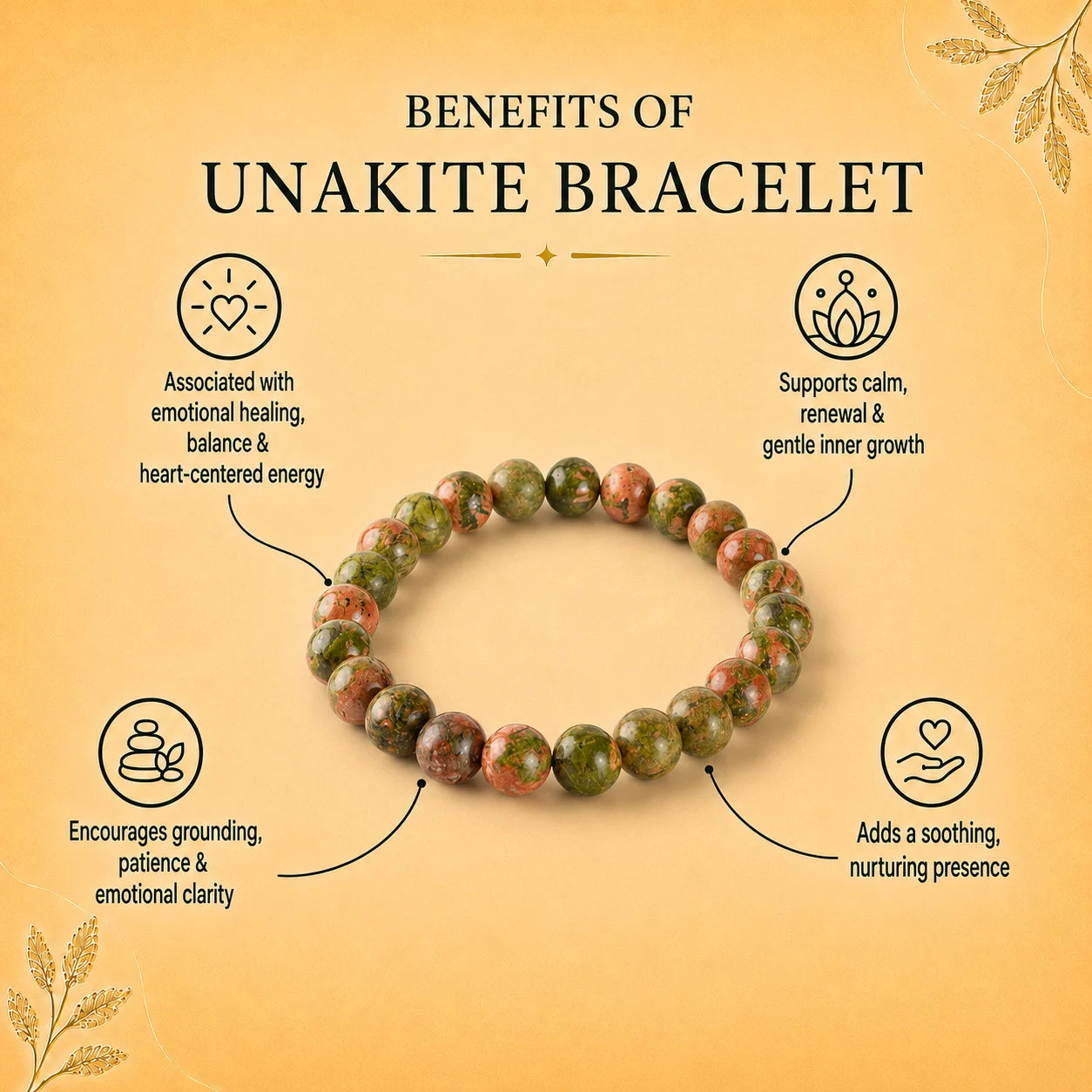 Natural Unakite Bracelet 8mm With Certificate