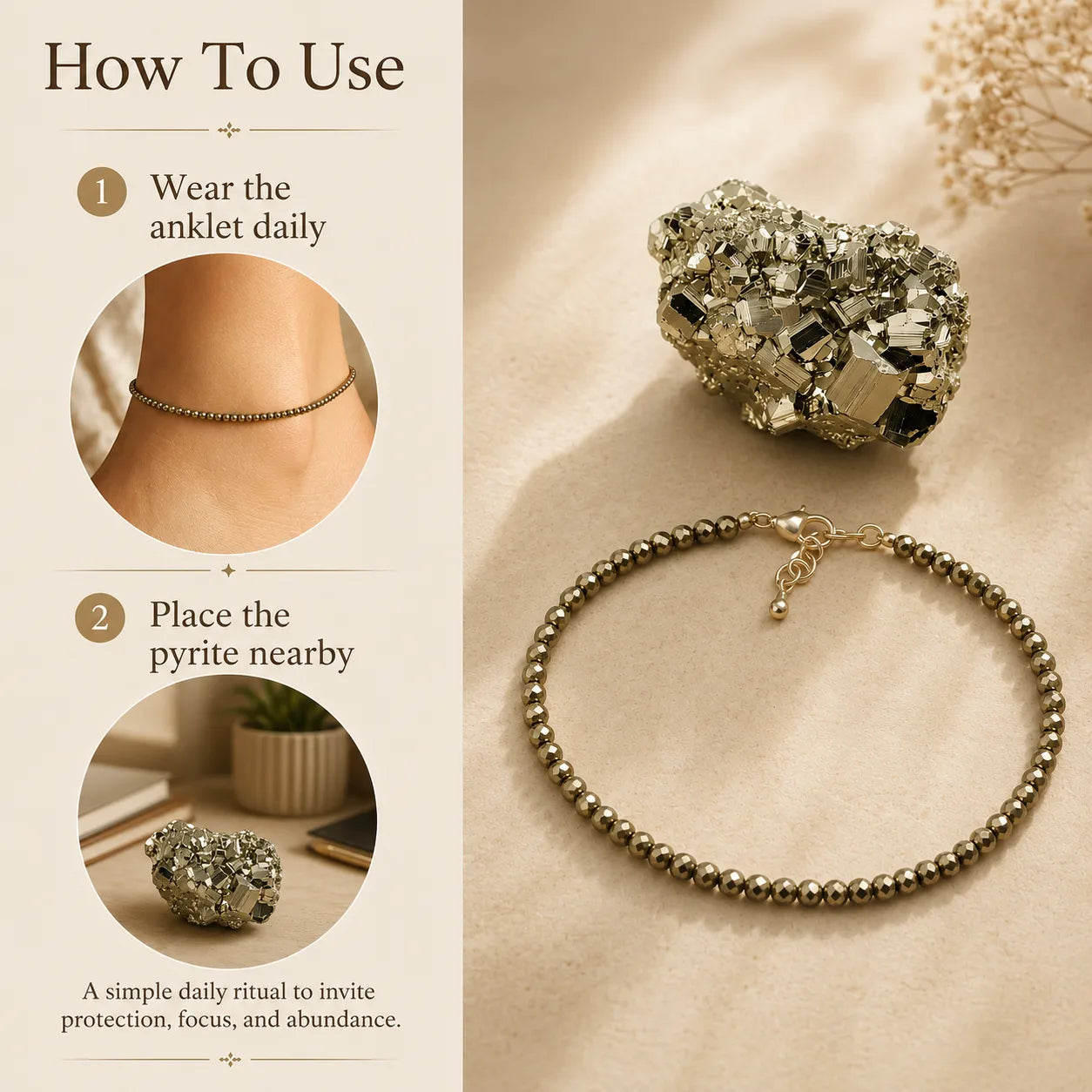 Dhan Shakti Pyrite Cluster Anklet Combo