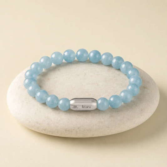 Natural Aquamarine AAA Bracelet 8MM With Maglink