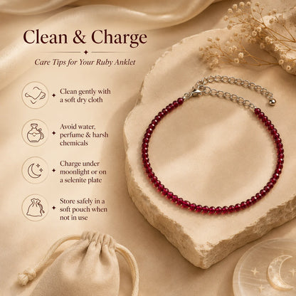 Radiance Ruby Anklet 3mm – For confidence, courage & inner fire