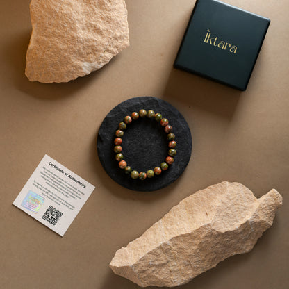 Natural Unakite Bracelet 8mm With Certificate