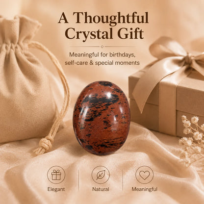 Mahogany Obsidian Polished Palm Stone – Grounding & Protection