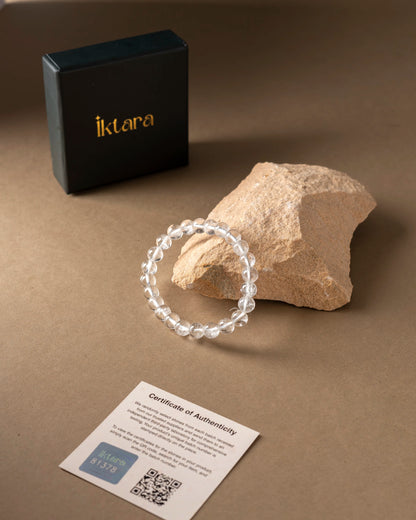 Clear Quartz Round 8MM Bead Bracelet for Mind & Soul Alignment