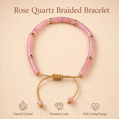 Rose Quartz Braided Bracelet (Heals Heart & Attracts Love)