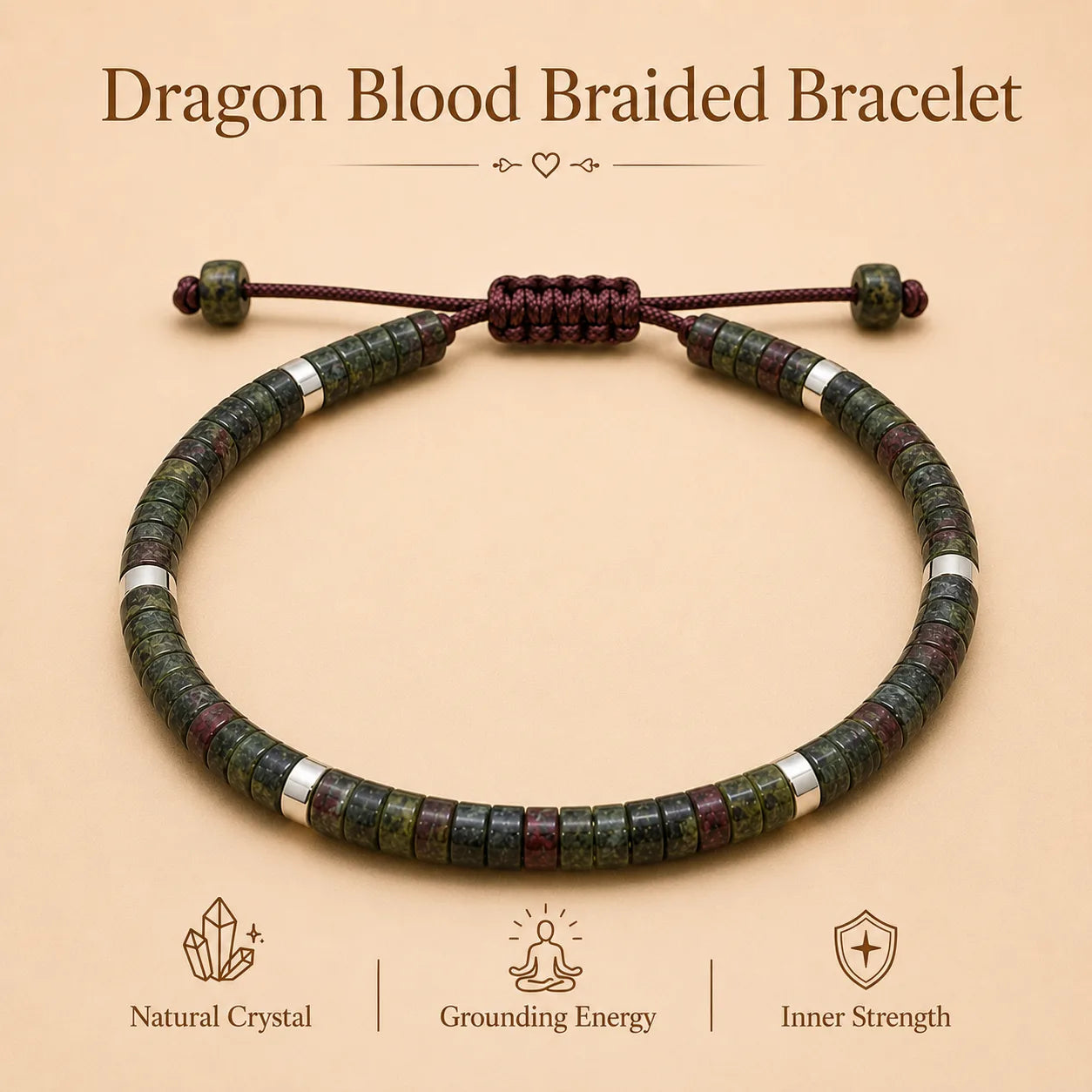 Dragon Blood Stone Braided Bracelet for Courage & Power