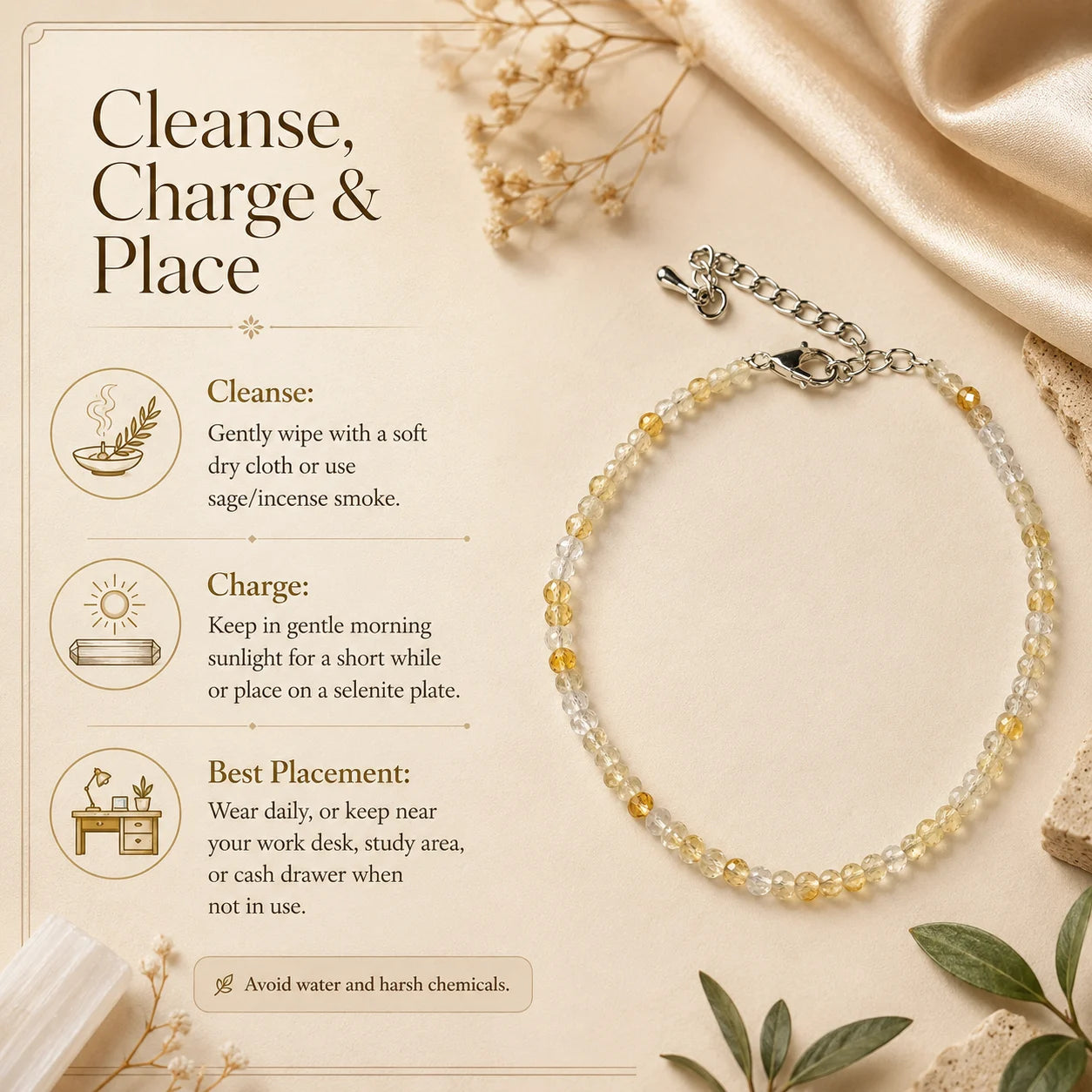 Sunfire Citrine Anklet 3mm – For motivation, courage & abundance