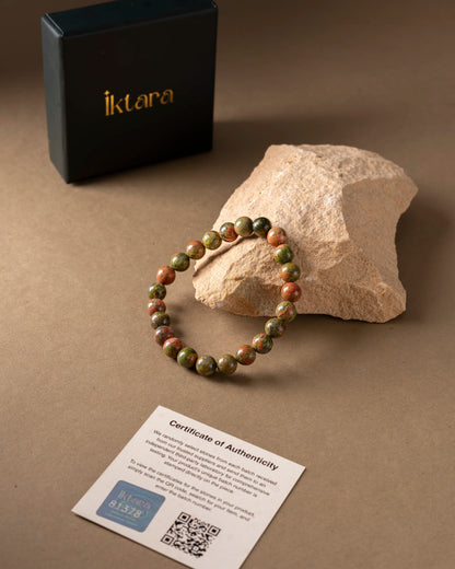 Natural Unakite Bracelet 8mm With Certificate