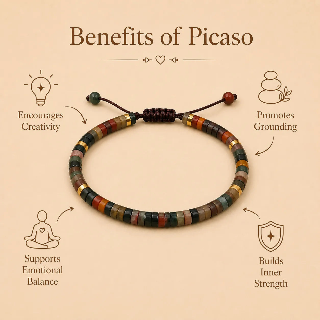 Picasso Braided Bracelet (Promoting stability & inner strength)