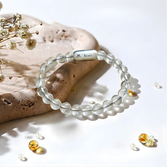 Clear Quartz Round 8MM Bead Bracelet for Mind & Soul Alignment with Maglink