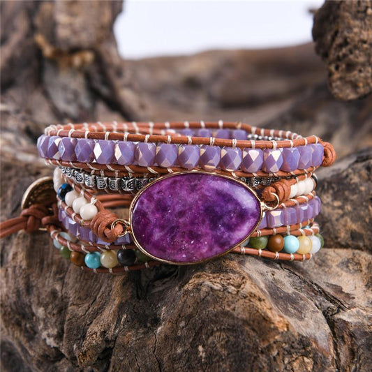 Amethyst Boho Wrap Bracelet for Healing & Balancing