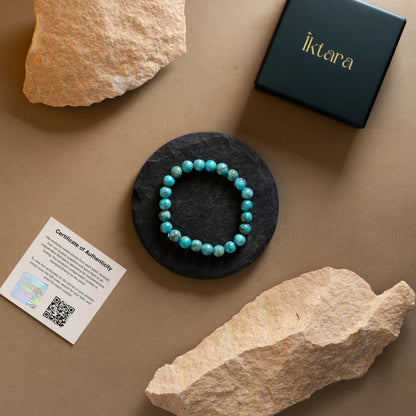Natural African Turquoise Bracelet 8mm With Certificate
