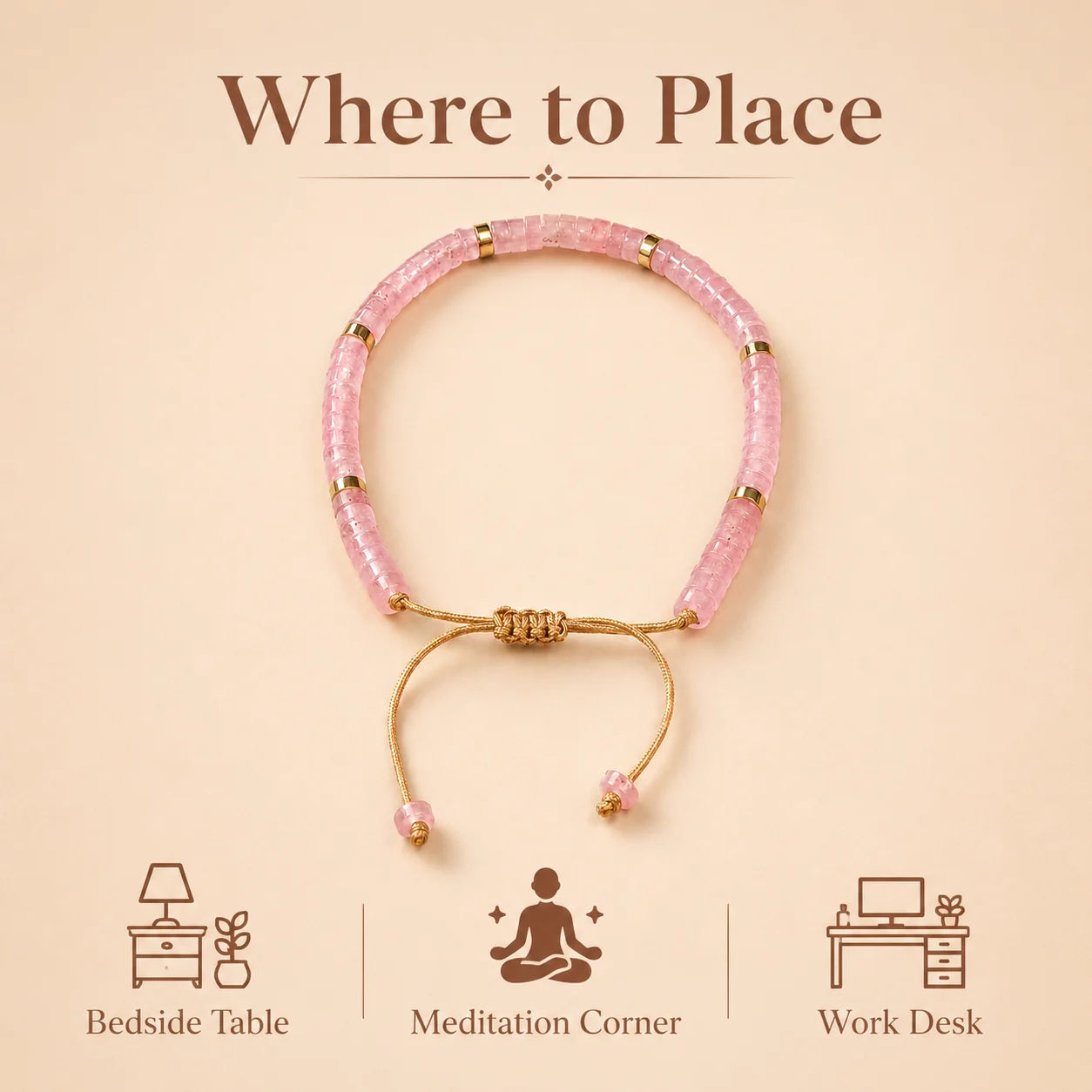 Rose Quartz Braided Bracelet (Heals Heart & Attracts Love)