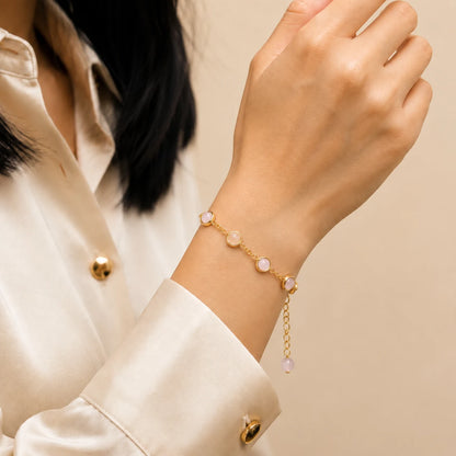 Rose Quartz Love & Heart Chakra Chain Bracelet
