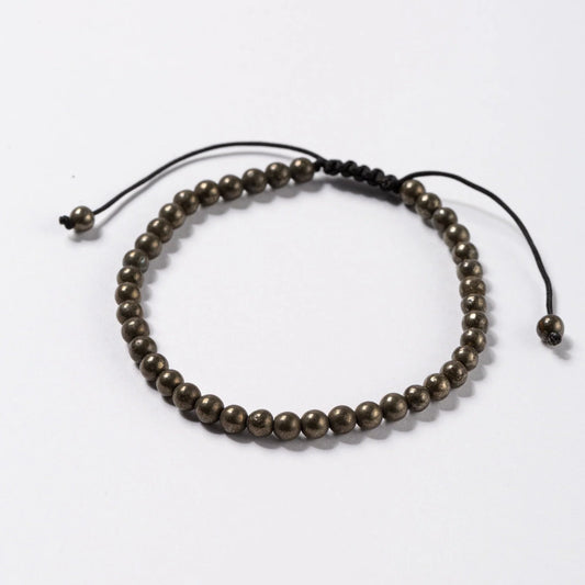 Pyrite Beads Threaded Bracelet for Abundance & Wealth
