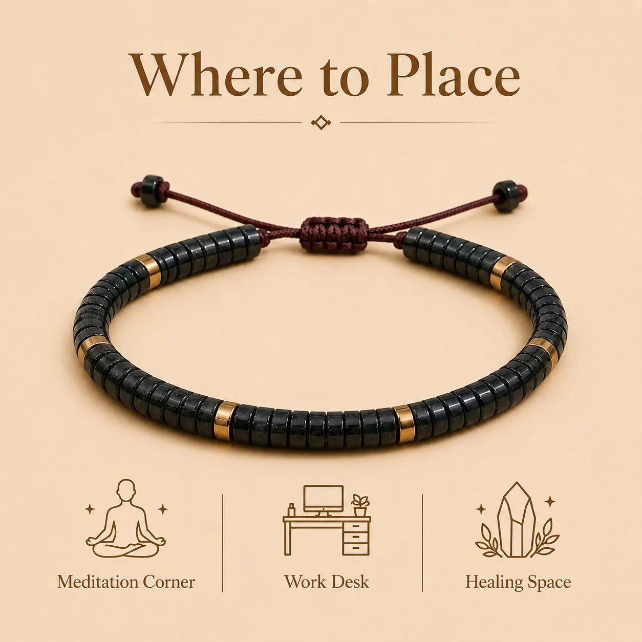 Hematite Braided Bracelet (For Strength, Stability, & Energetic)