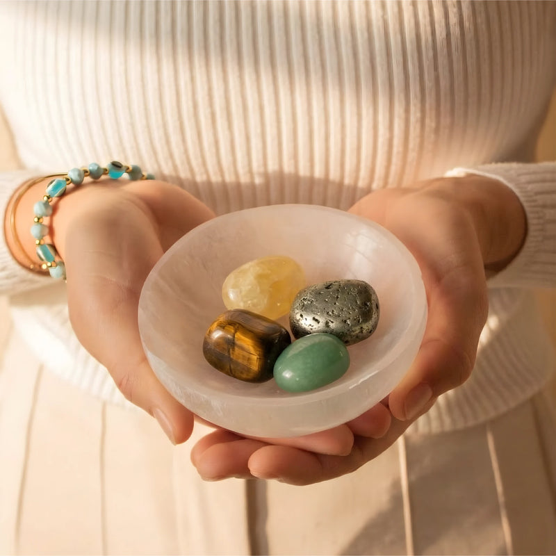 Money Magnet Crystal Kit - 4 Healing Stones + Selenite Bowl