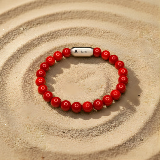 Natural Red Coral AAA Bracelet 8MM With Maglink