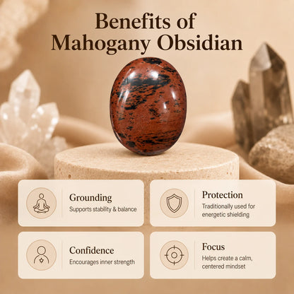 Mahogany Obsidian Polished Palm Stone – Grounding & Protection
