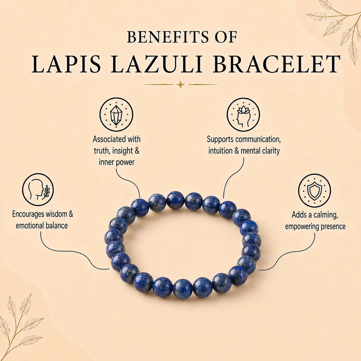 Lapis Lazuli Round 8MM Bead Bracelet for Harmony & Healing