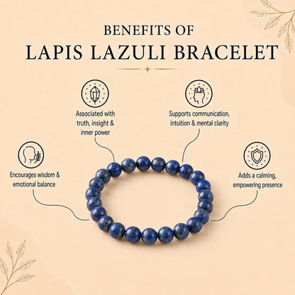 Lapis Lazuli Round 8MM Bead Bracelet for Harmony & Healing
