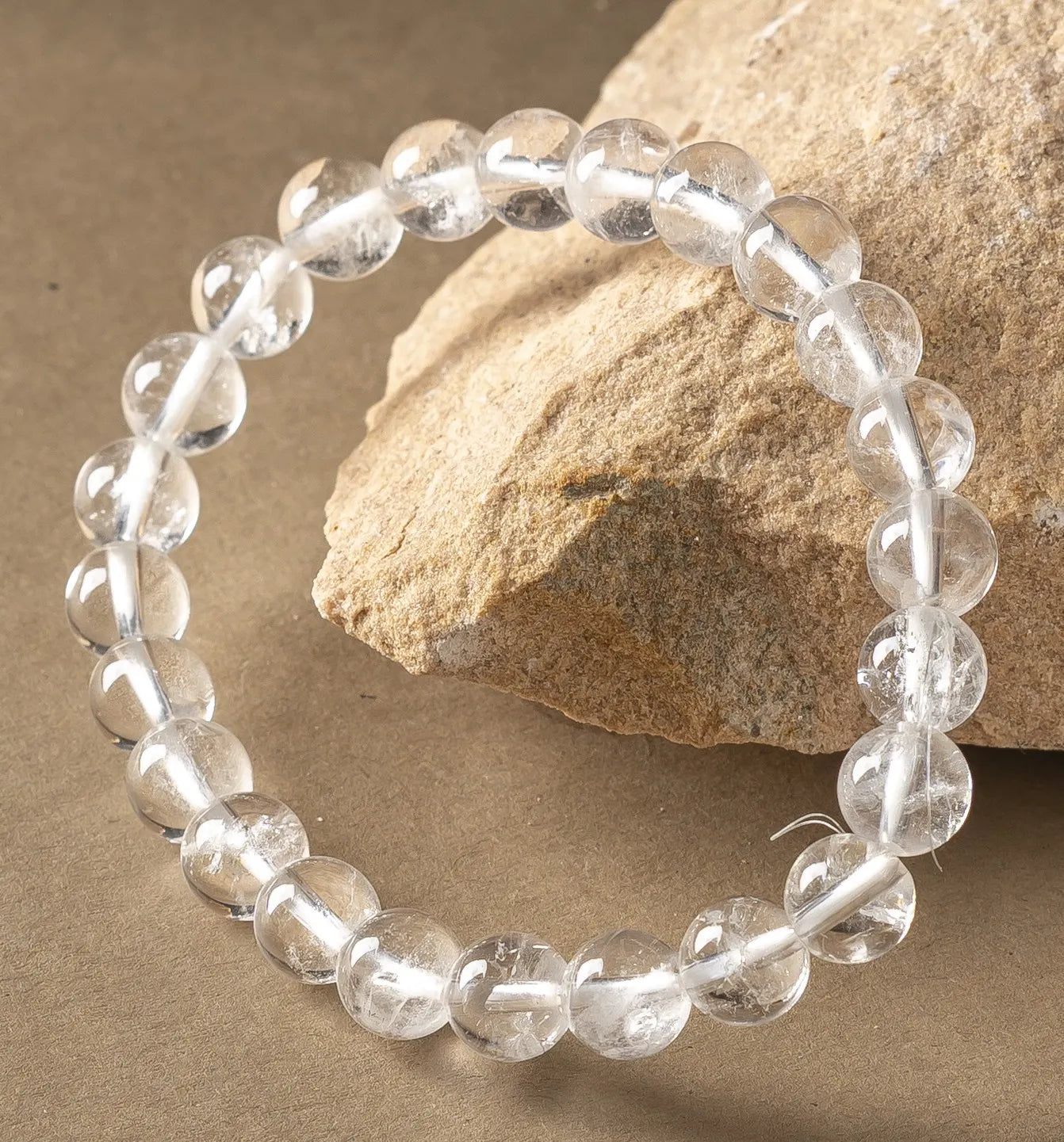 Clear Quartz Round 8MM Bead Bracelet for Mind & Soul Alignment