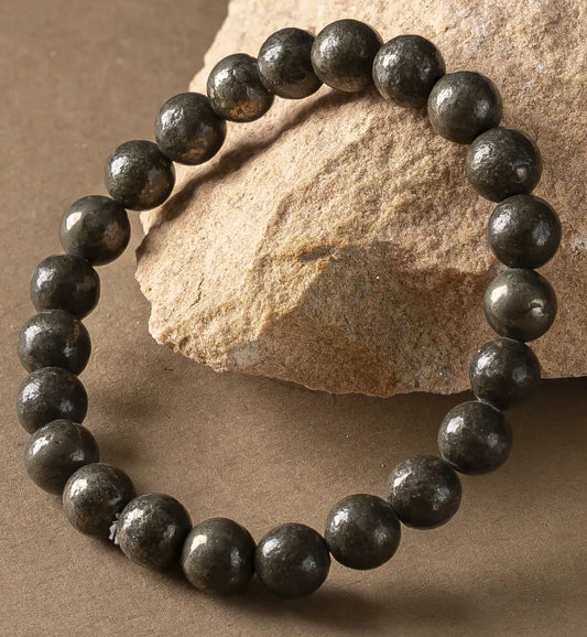 Pyrite Round 8MM Bead Bracelet - Confidence & Wealth