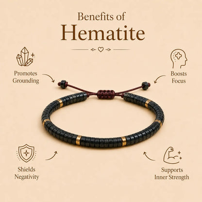 Hematite Braided Bracelet (For Strength, Stability, & Energetic)