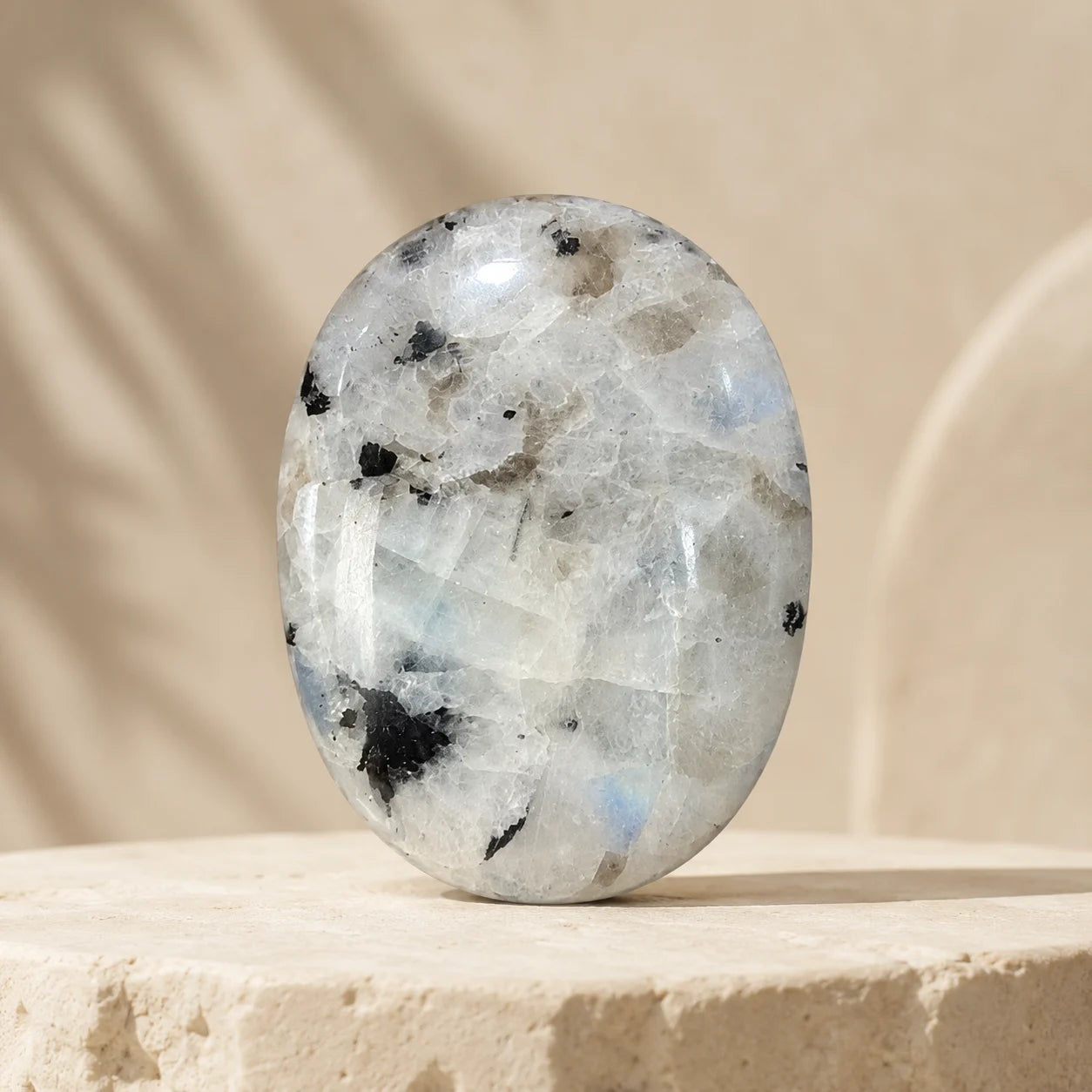 Rainbow Moonstone Polished Palm Stone – Calm, Intuition & New Beginnings